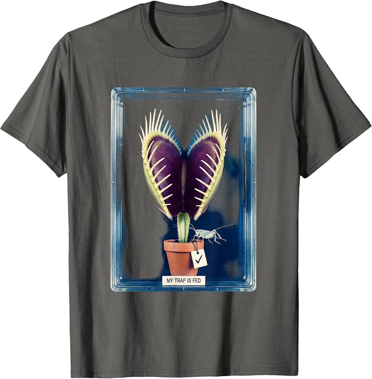 My Trap Is Fed Funny Carnivorous Plant Lover Venus Flytrap T-Shirt - Asphalt Grey