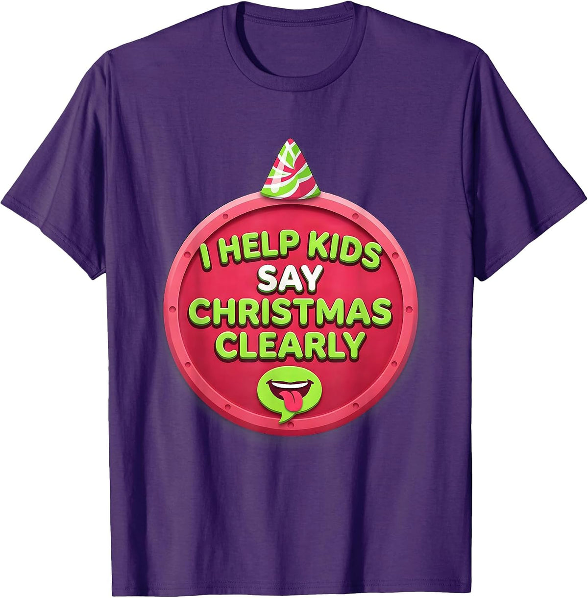 I Help Kids Say Christmas Clearly Funny Speech Therapist SLP T-Shirt - Purple