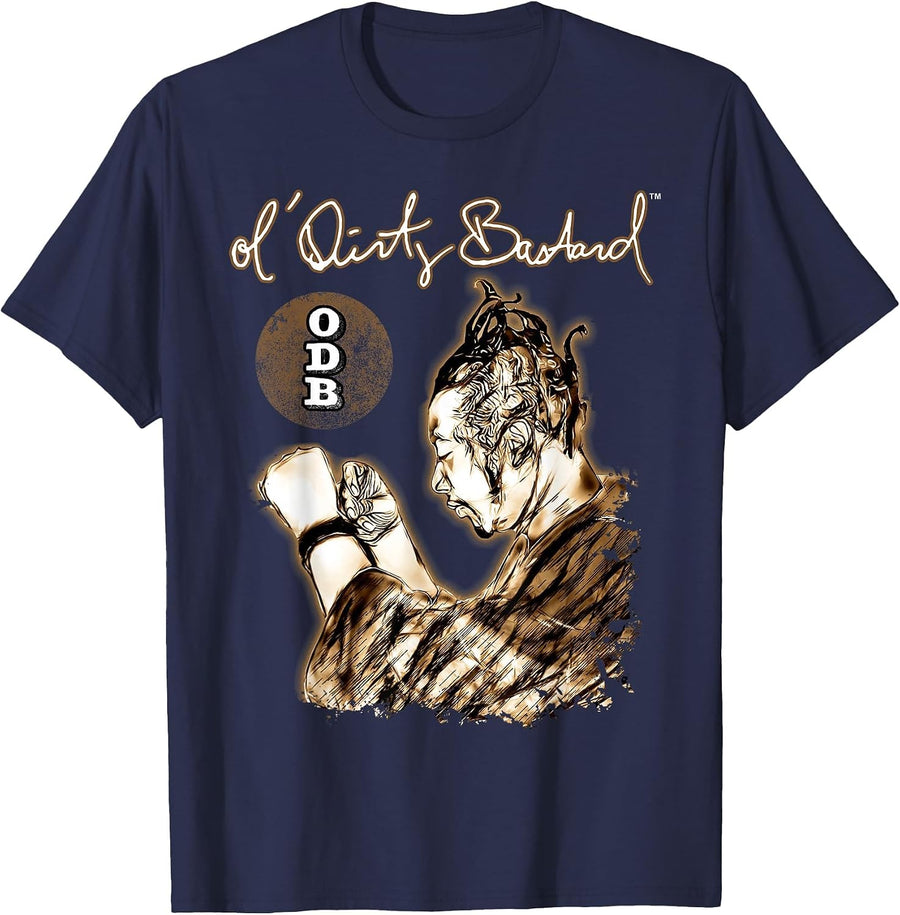 ODB Ol Dirty Ba-ard Graffiti Hip Hop 90s Wu Tang Gangsta T-Shirt - Navy Blue