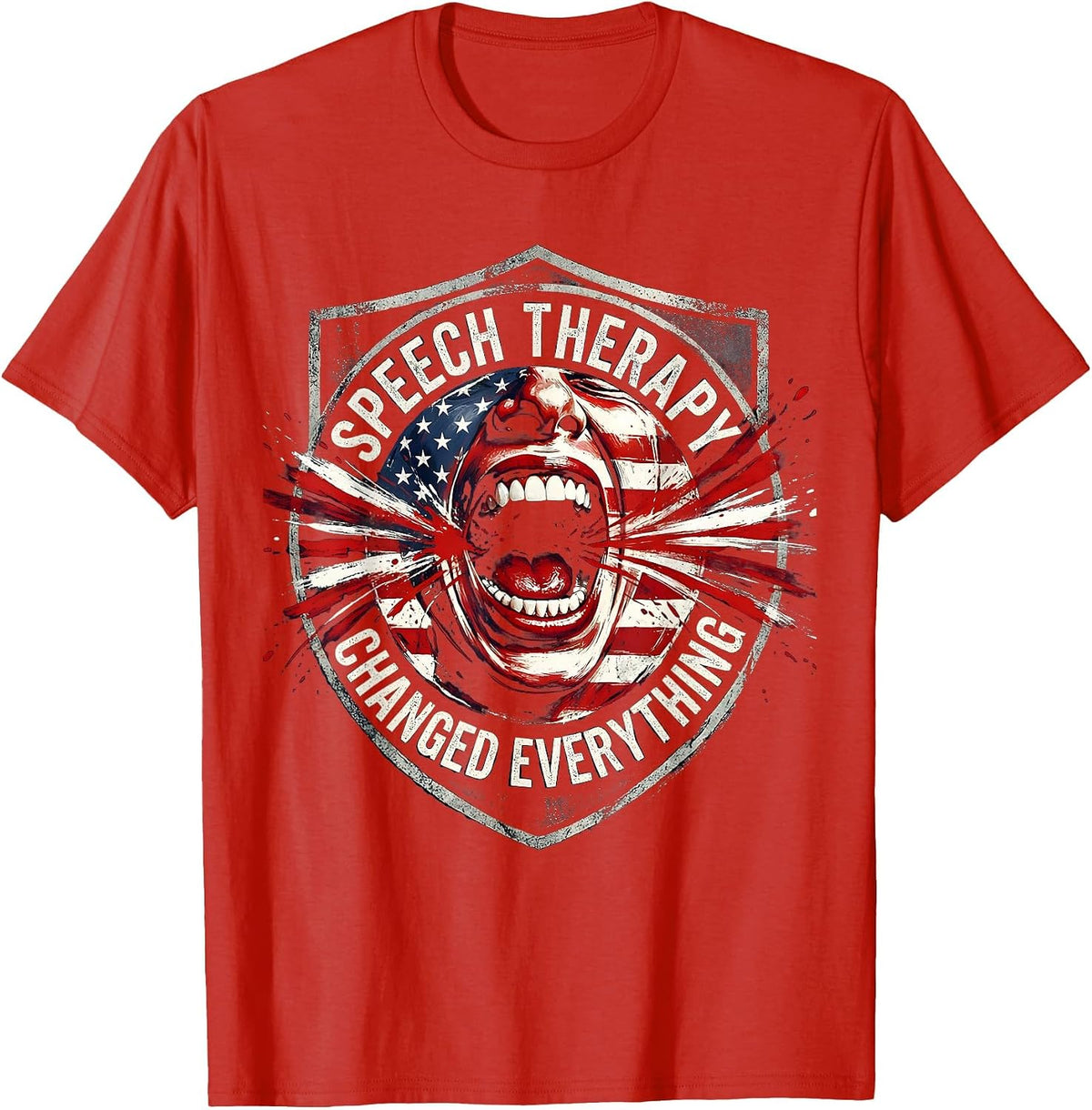 Men's Speech Therapy Changed Everything Therapist Design T-Shirt - Red