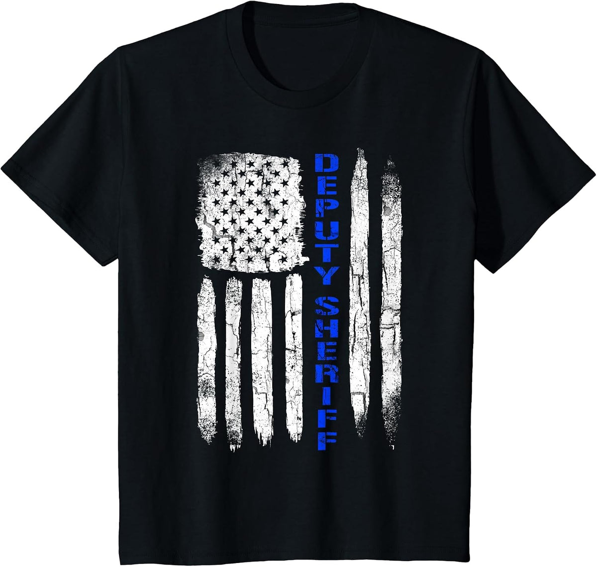 Deputy Sheriff Shirts for Men Thin Blue Line American Flag T-Shirt - Black