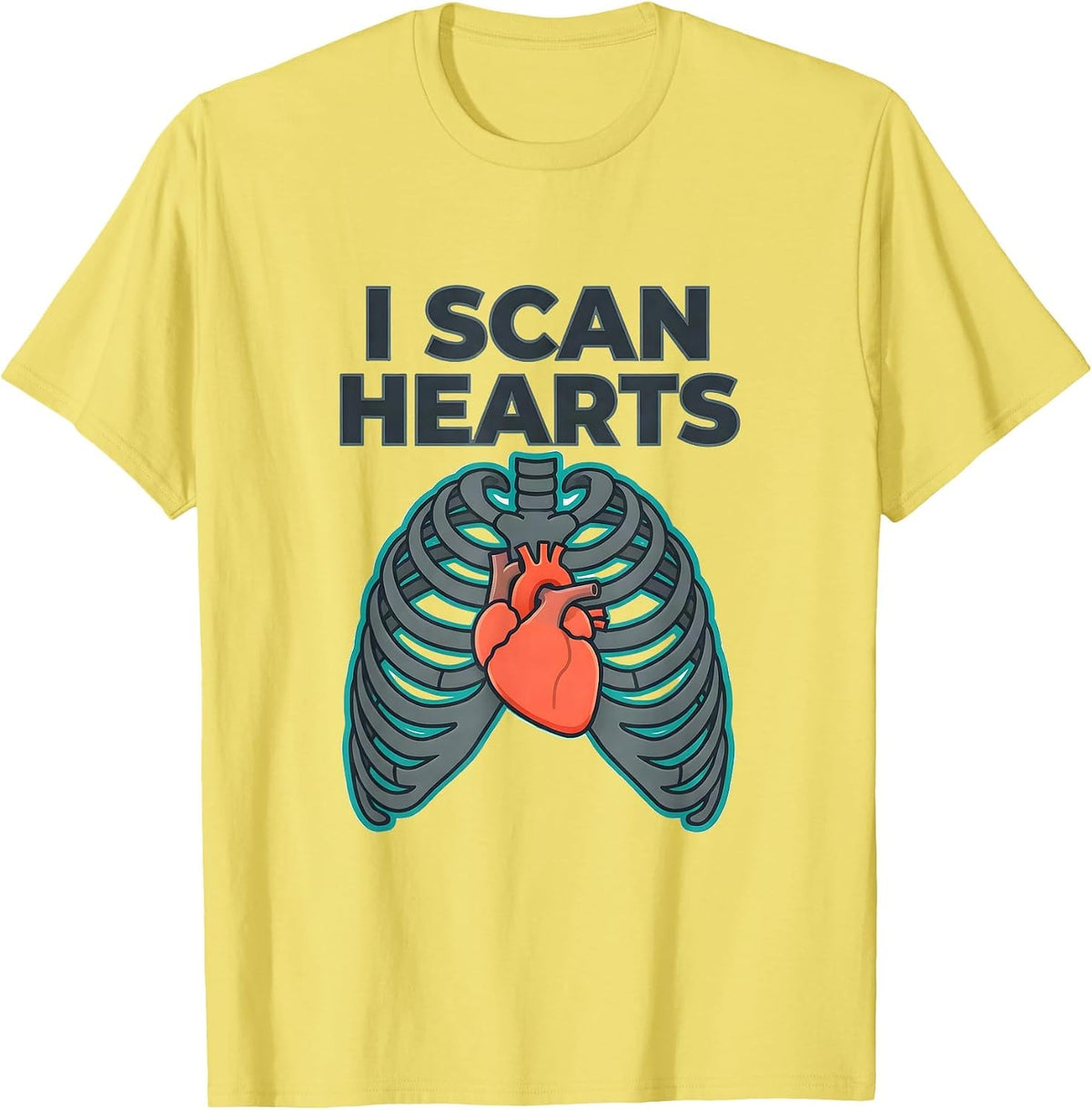 Men's I Scan Hearts Funny Radiology Tech Valentine Skeleton Humor T-Shirt - Lemon Yellow