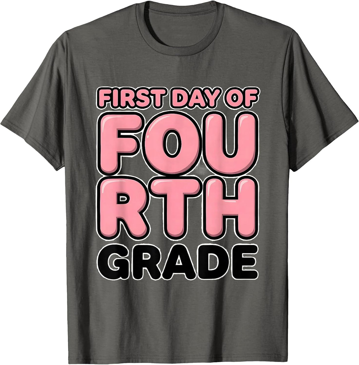 First Day Of Fourth Grade Coquette Back To School Girls Kids T-Shirt - Asphalt Grey
