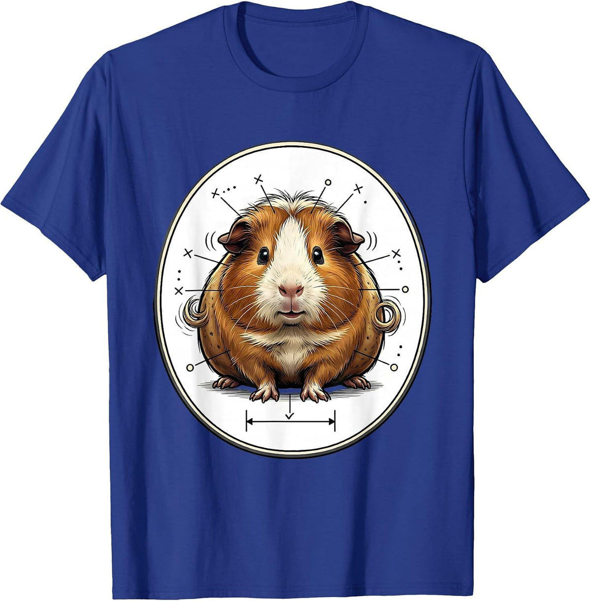 Men's Chubby Guinea Pig Cartoon Cute Pet Lover Humor T-Shirt - Royal Blue