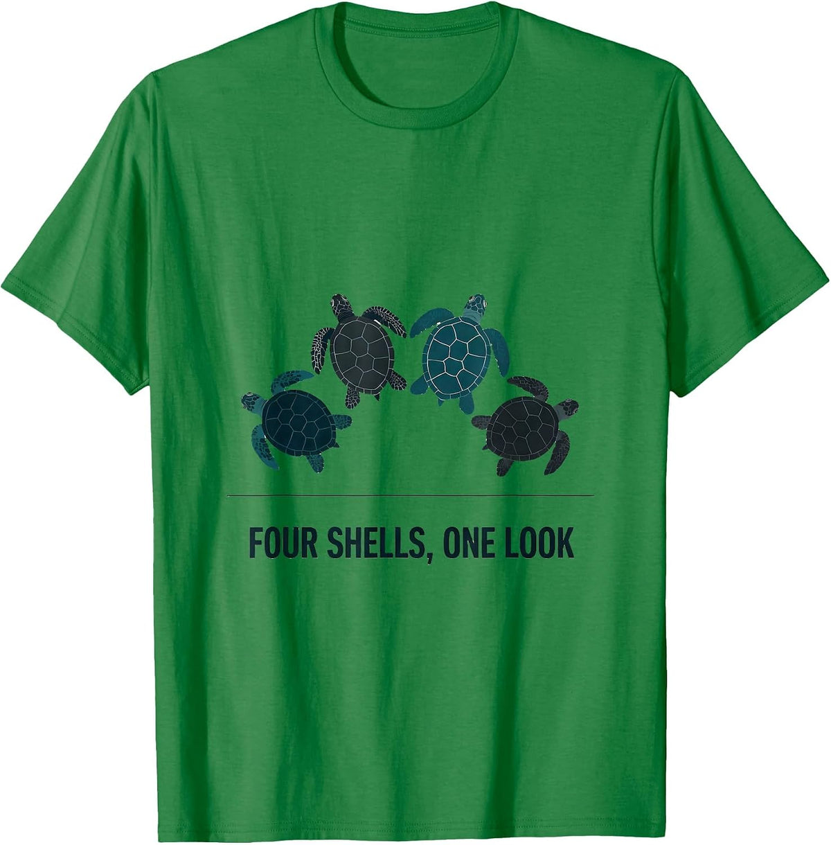 Men's Four Shells One Look Editorial Conceptual Sea Turtle T-Shirt - Kelly Green