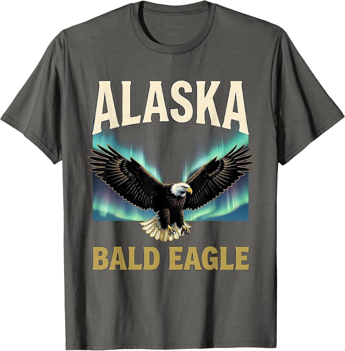Alaska Bald Eagle Vintage State Pride Travel Souvenir T-Shirt - Asphalt Grey