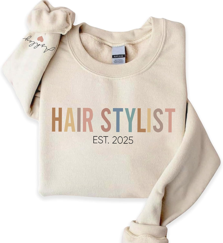 Personalized Hair Stylist Sweatshirt, Custom Salon Artist Shirt, Hairstylist Gift, Gift for Beauty Professional - Hair