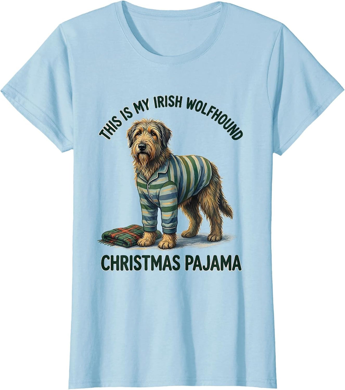 This Is My Irish Wolfhound Christmas Pajama Dog Lover T-Shirt - Baby Blue