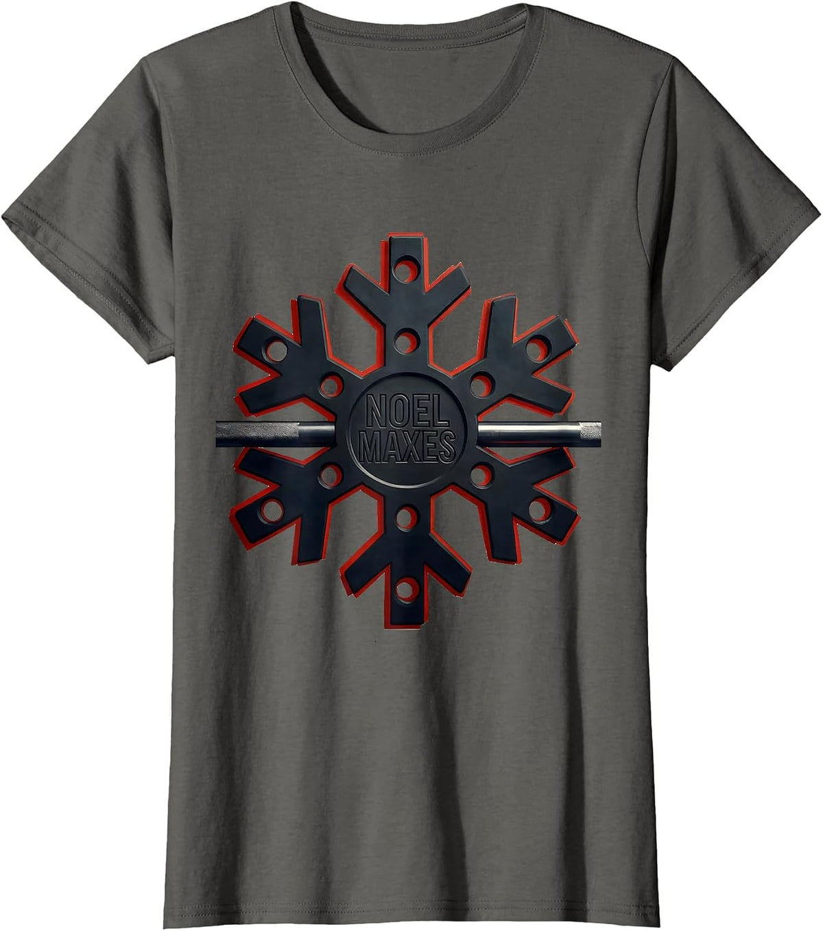 Women's Noel Maxes Funny Christmas Gym Bodybuilder Weightlifting T-Shirt - Asphalt Grey