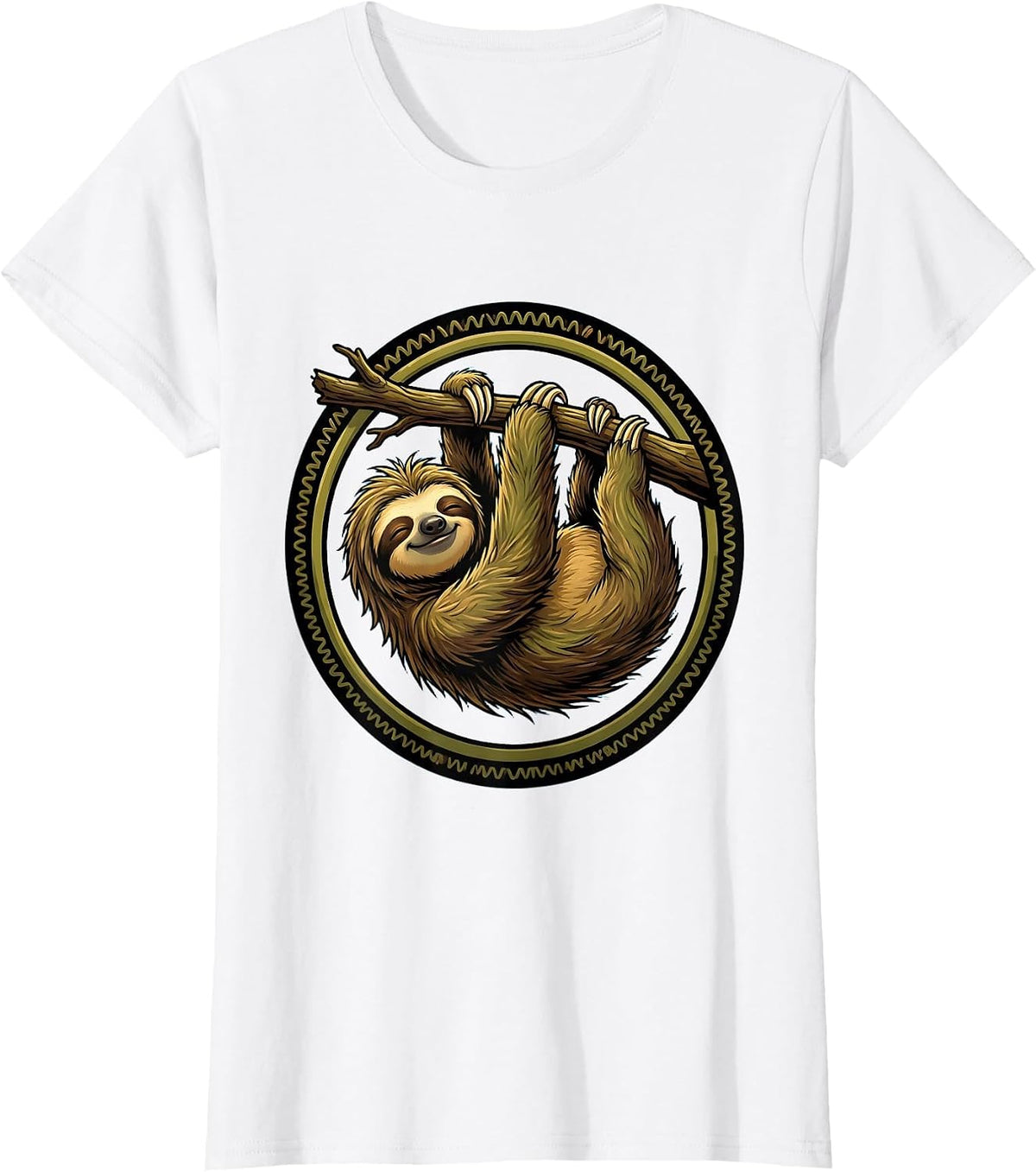We Do Not Care Club Sloth Hanging From Branch T-Shirt - White