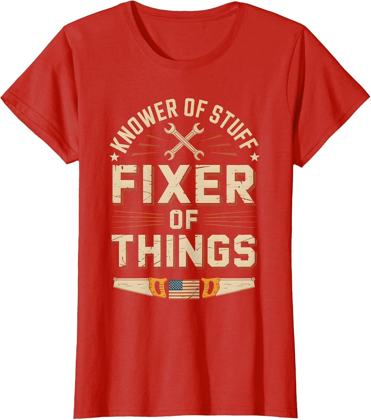 Vintage Knower of Stuff Fixer of Things Funny Dad T-Shirt - Red