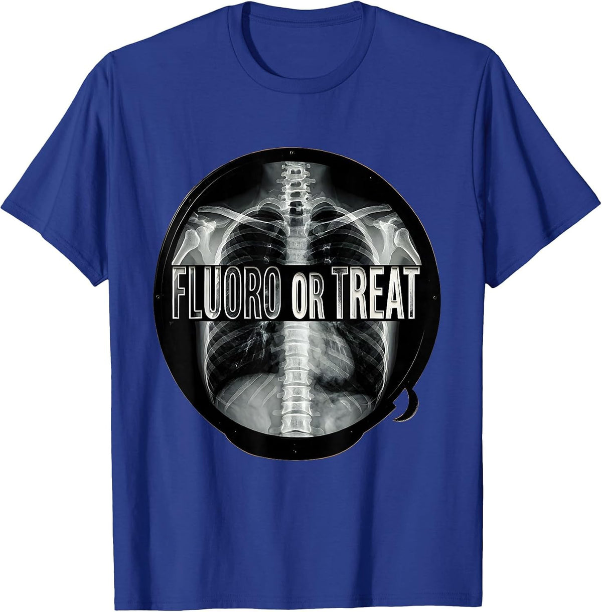 Men's Fluoro Or Treat Scratchboard Radiology Tech Halloween Humor T-Shirt - Royal Blue