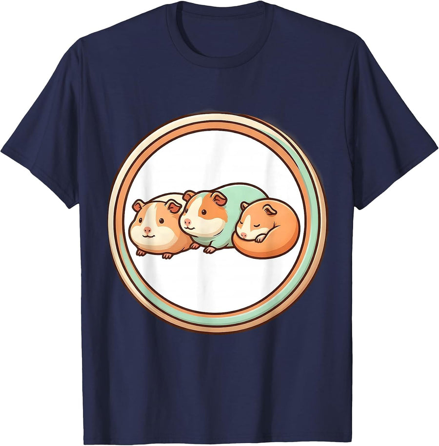 Sealed Guinea Pig Badge Cute Kawaii Pet Lover Gift T-Shirt - Navy Blue