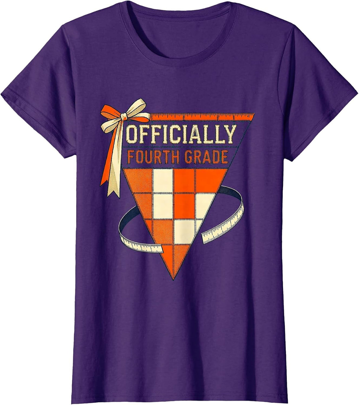 Women's Officially Fourth Grade Risograph Back To School Girl T-Shirt - Purple