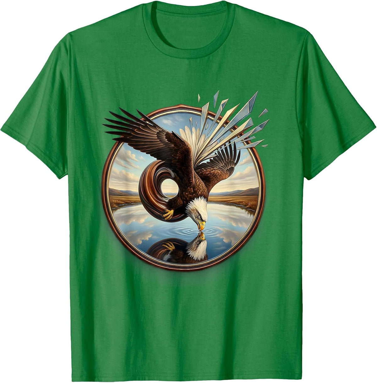 Men's Eagle Dive Reversal Graphic Tee T-Shirt - Kelly Green