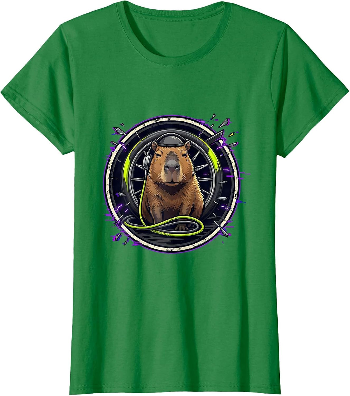 Women's Capybara Gamer Meme Humor Streetwear Gaming Kids T-Shirt - Kelly Green