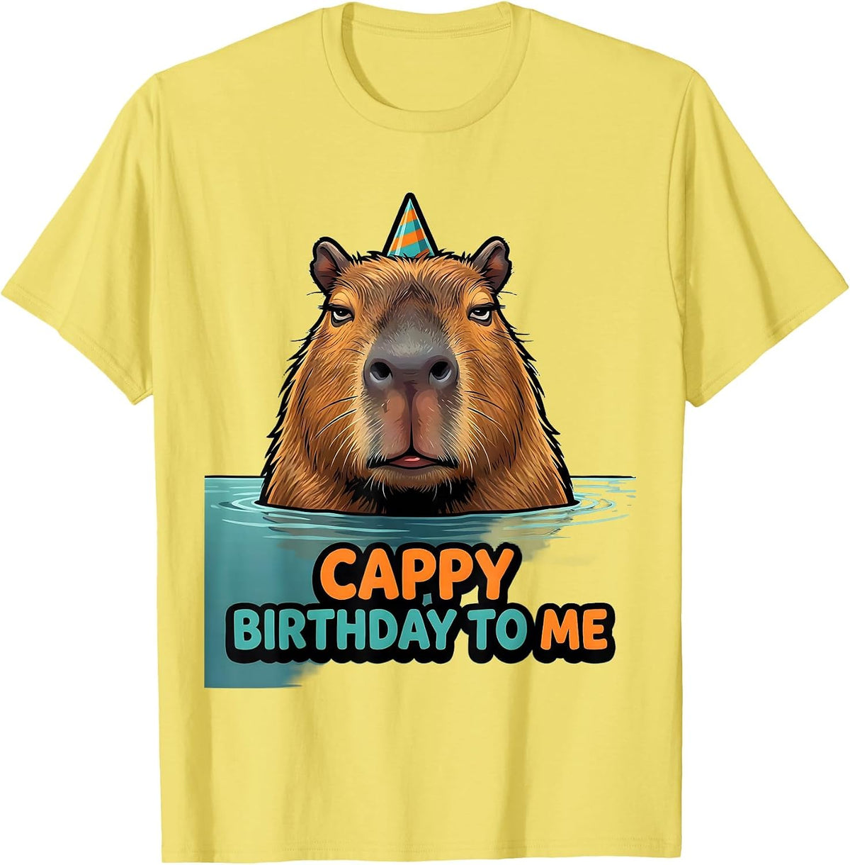Men's Cappy Birthday to Me Funny Capybara Meme Animal Humor T-Shirt - Lemon Yellow
