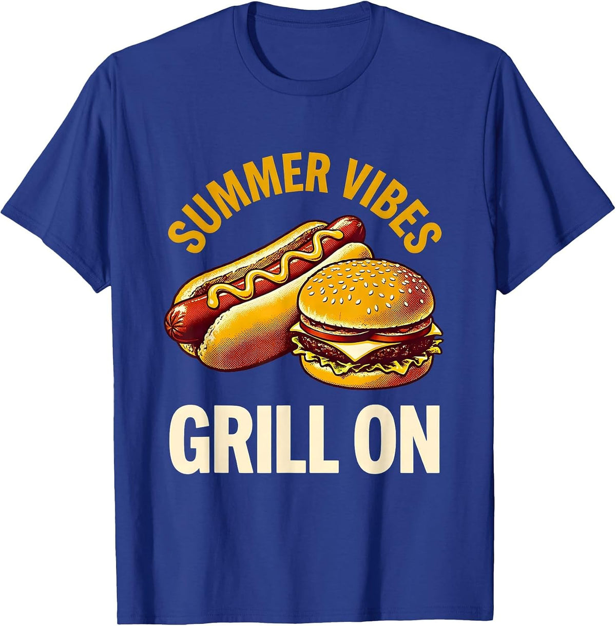 Men's Summer Vibes Grill On Labor Day BBQ Design T-Shirt - Royal Blue