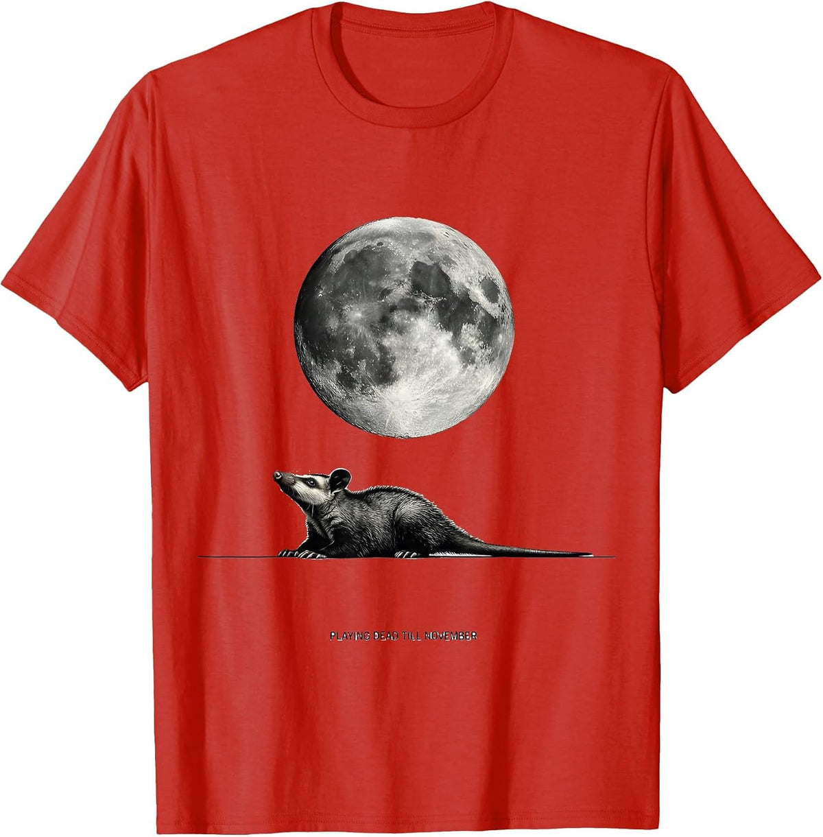 Men's Playing Dead Till November Vintage Opossum Halloween Spooky T-Shirt - Red