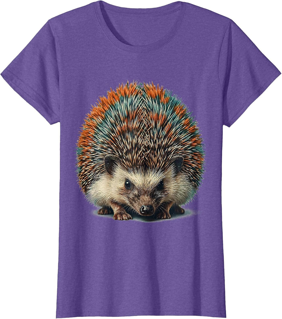 Tie Dye Hedgehog Swirl Quill Pattern Design T-Shirt - Purple Heather