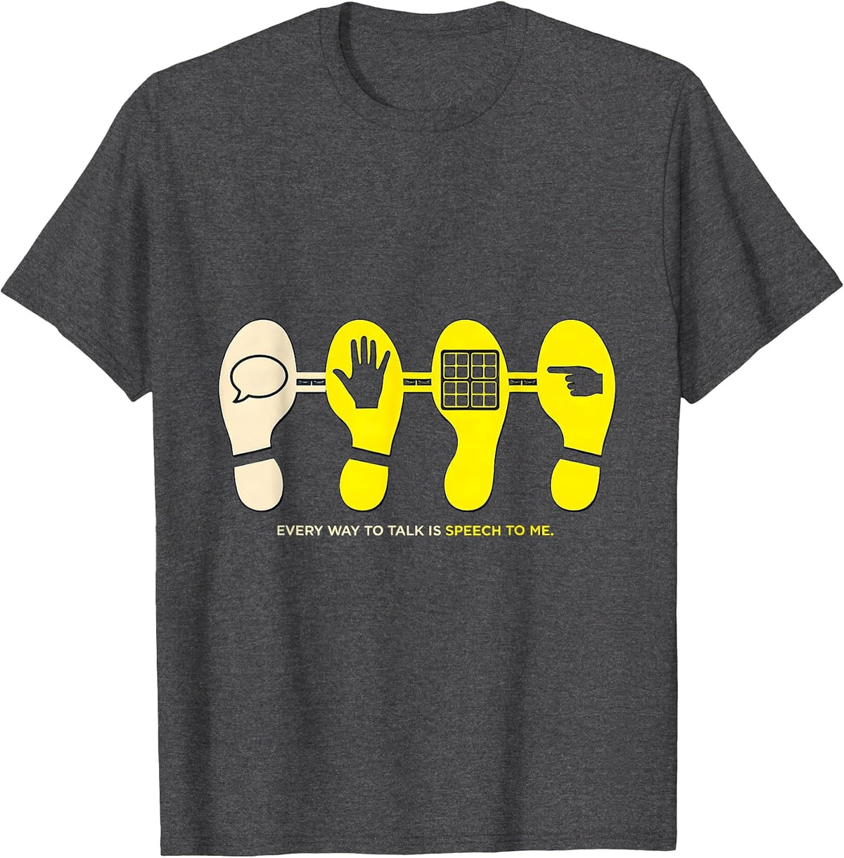 Every Way To Talk Is Speech To Me Retro Groovy SLP Therapist T-Shirt - Dark Heather Grey