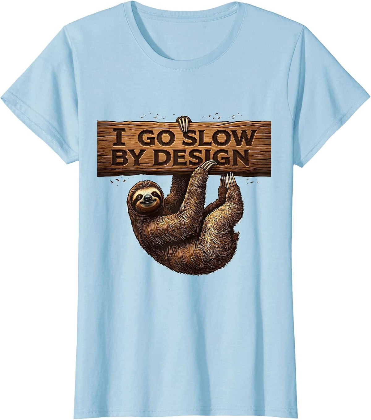 I Go Slow By Design Vintage Funny Sloth Lover Humor Gift T-Shirt - Baby Blue