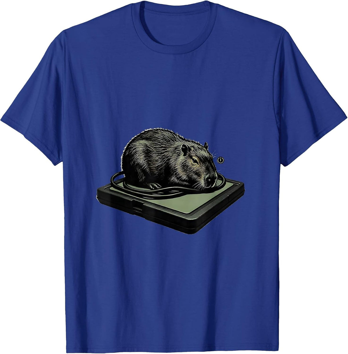 Men's Sleeping Capybara Gamer Minimalist Funny Video Games T-Shirt - Royal Blue