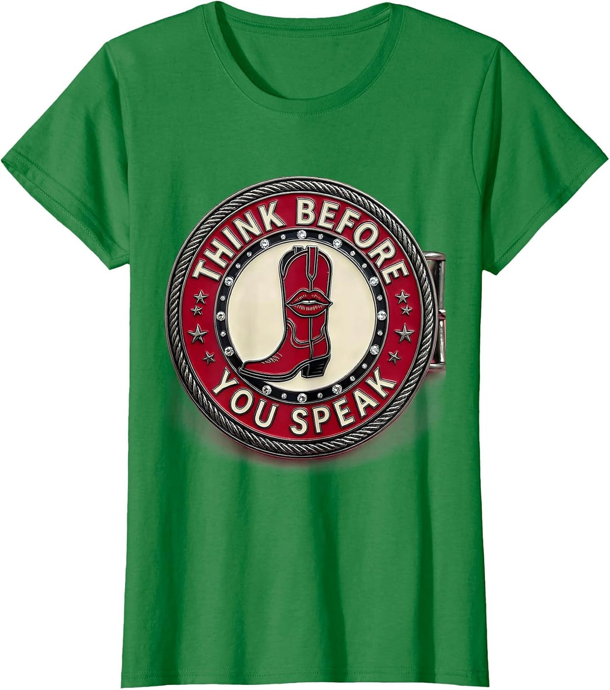 Think Before You Speak Mindful Message Design T-Shirt - Kelly Green