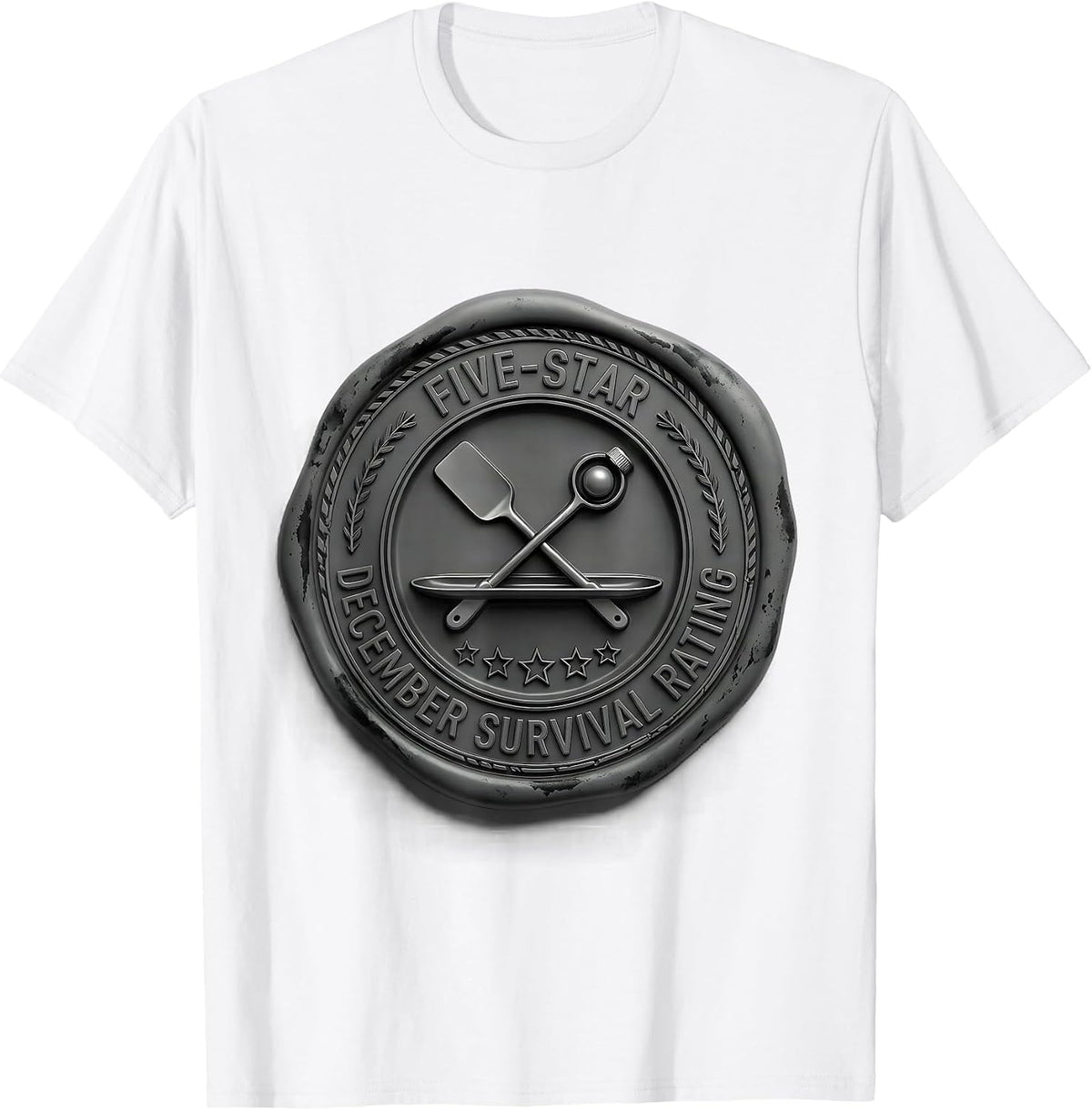 Men's Five-Star December Survival Rating Funny Pharmacy Squad T-Shirt - White