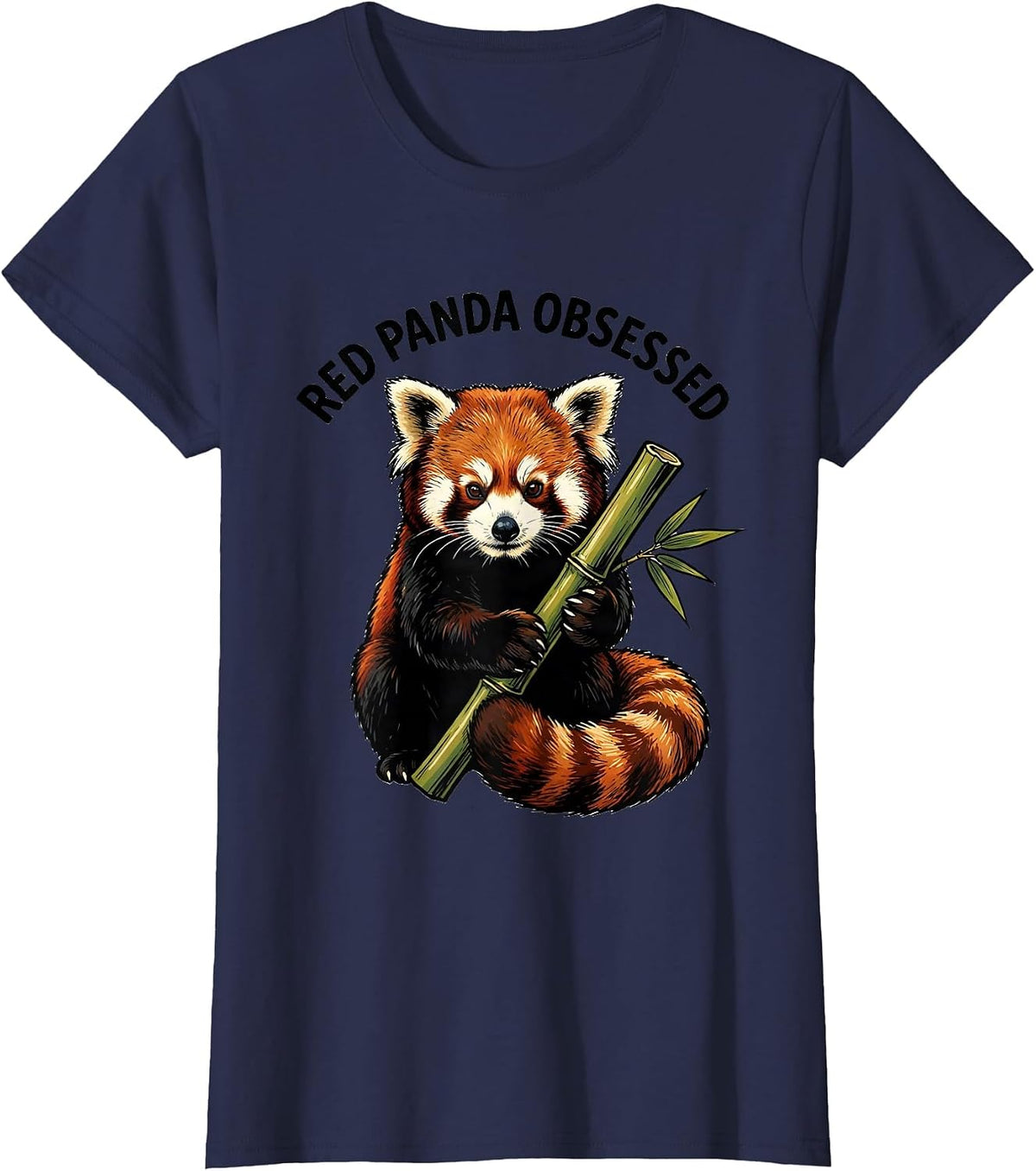 Women's Red Panda Obsessed Funny Cute Panda Lover Animal Humor T-Shirt - Navy Blue