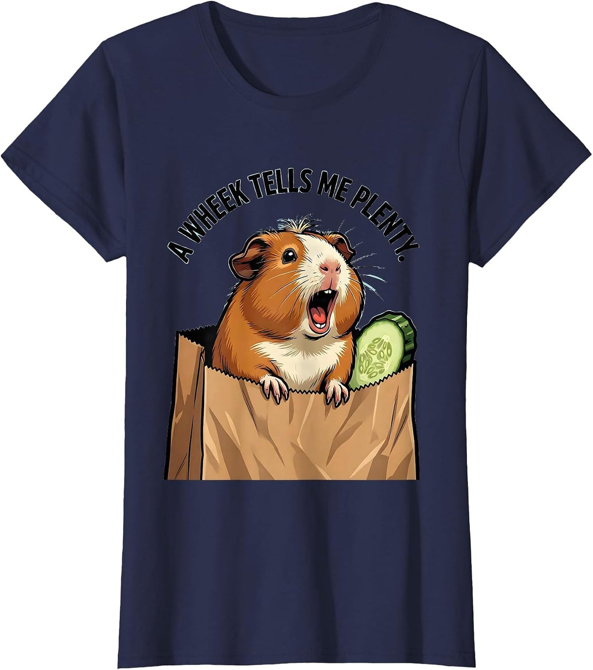 Women's A Wheek Tells Me Plenty Funny Guinea Pig Pet Lover Humor T-Shirt - Navy Blue