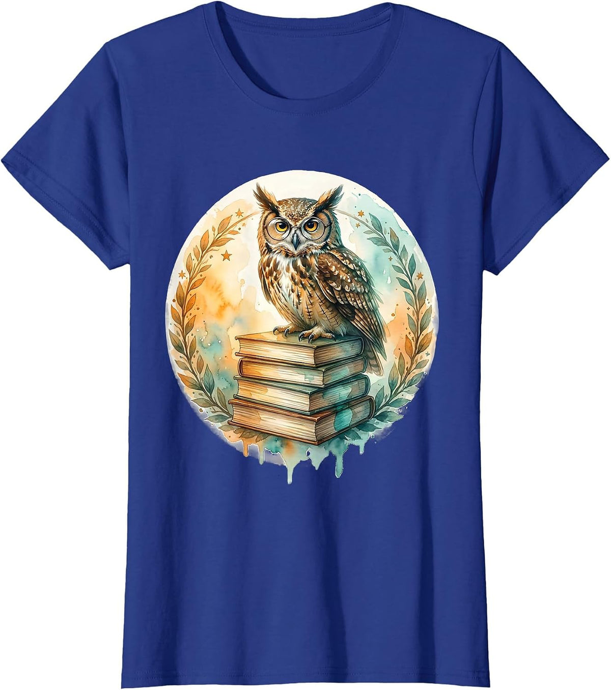 Women's Special Education Teacher Owl on Books Graphic T-Shirt - Royal Blue