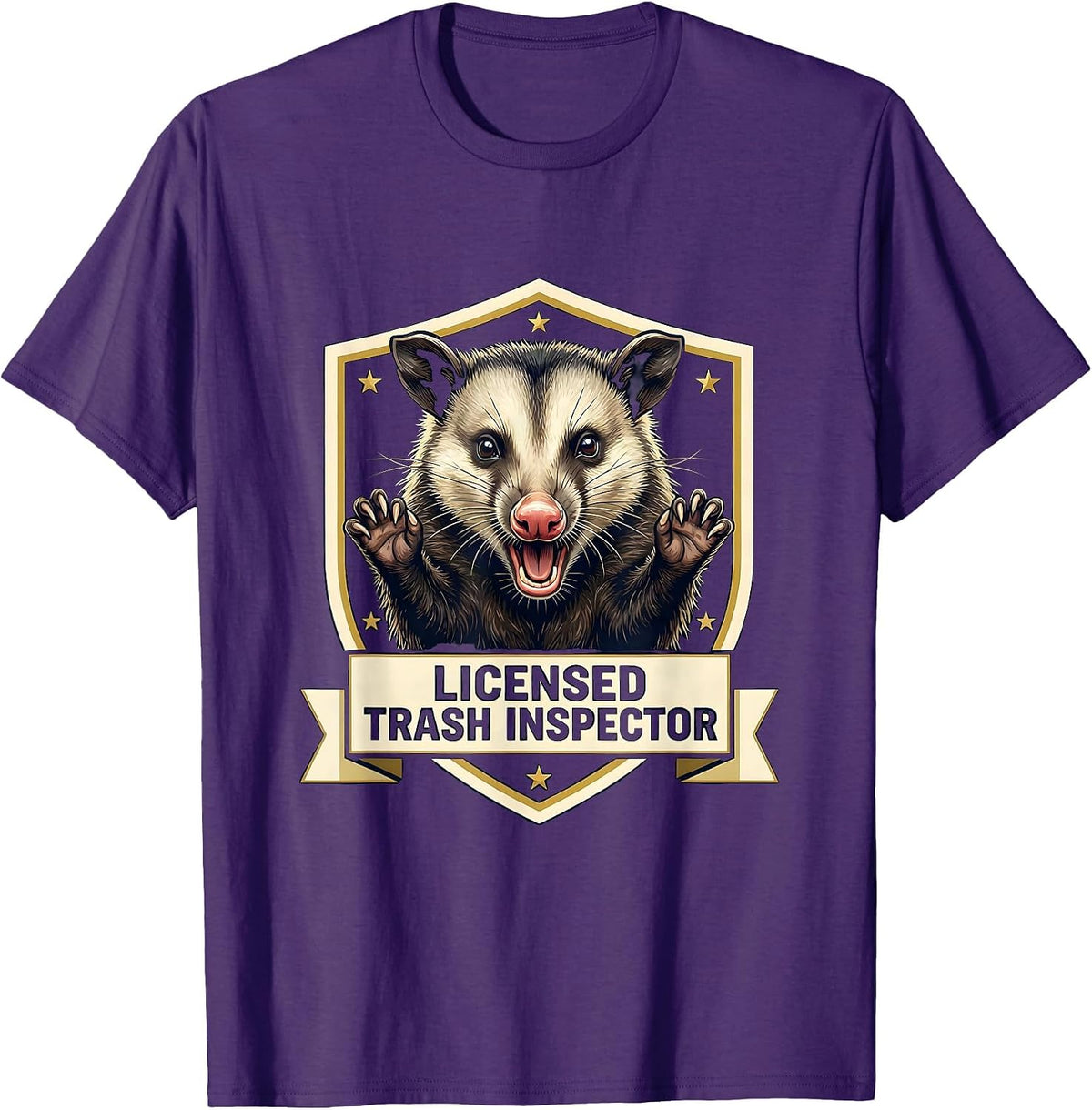Licensed Trash Inspector Funny Opossum Animal Meme Lover T-Shirt - Purple