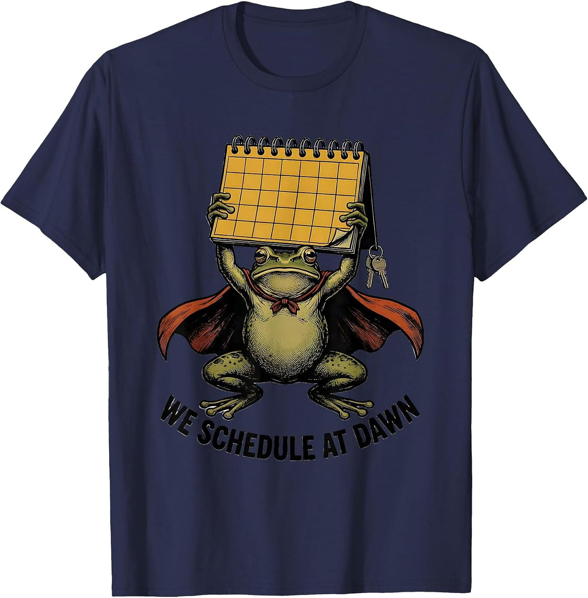 We Schedule At Dawn Funny Teacher Frog Back to School T-Shirt - Navy Blue