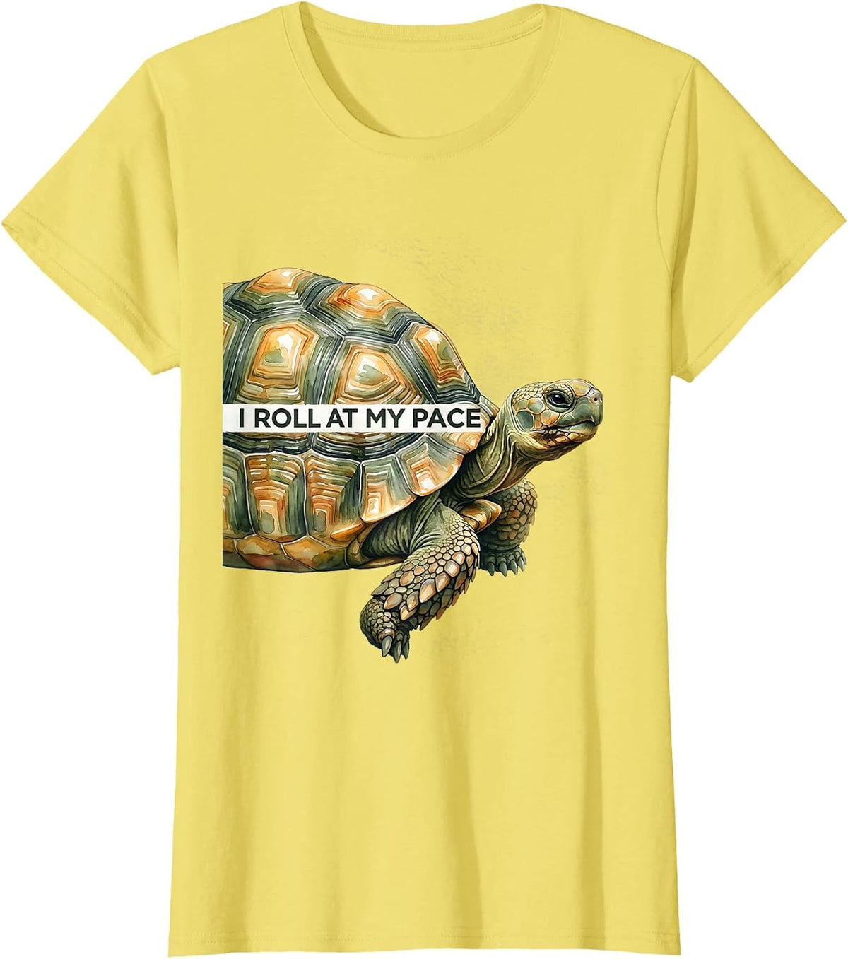 I Roll At My Pace Watercolor Turtle Lover Gift For Pet T-Shirt - Lemon Yellow