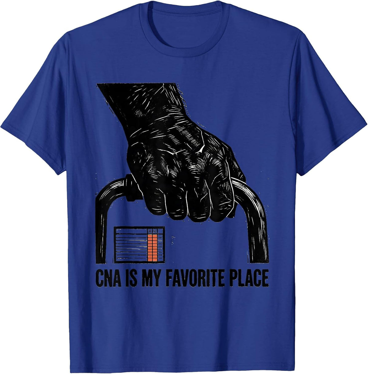 CNA Is My Favorite Place Linocut Healthcare Worker Pride T-Shirt - Royal Blue