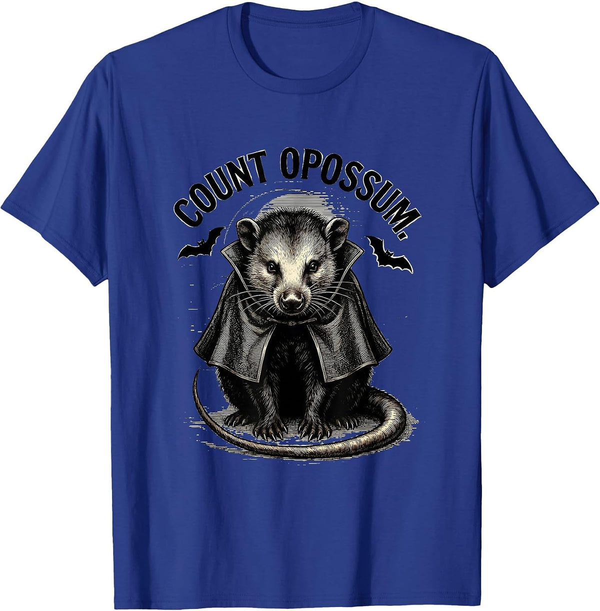 Men's Count Opossum Gothic Halloween Spooky Moon Novelty T-Shirt - Royal Blue