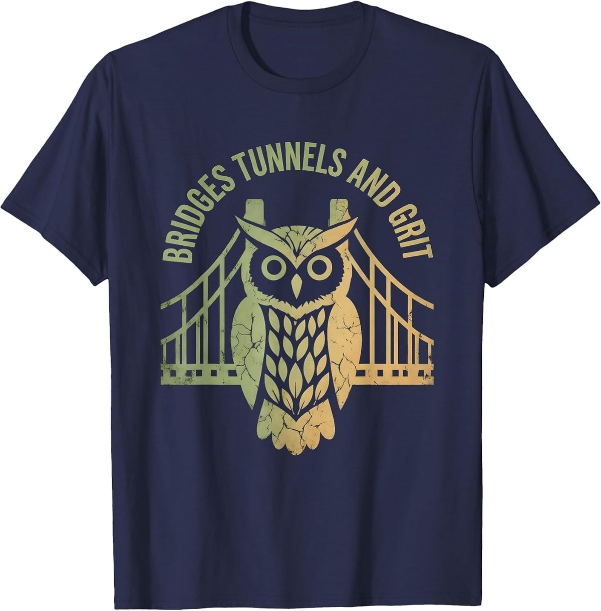 Bridges Tunnels and Grit New York Design T-Shirt - Navy Blue