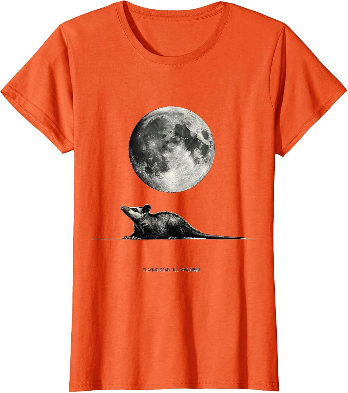 Women's Playing Dead Till November Vintage Opossum Halloween Spooky T-Shirt - Orange