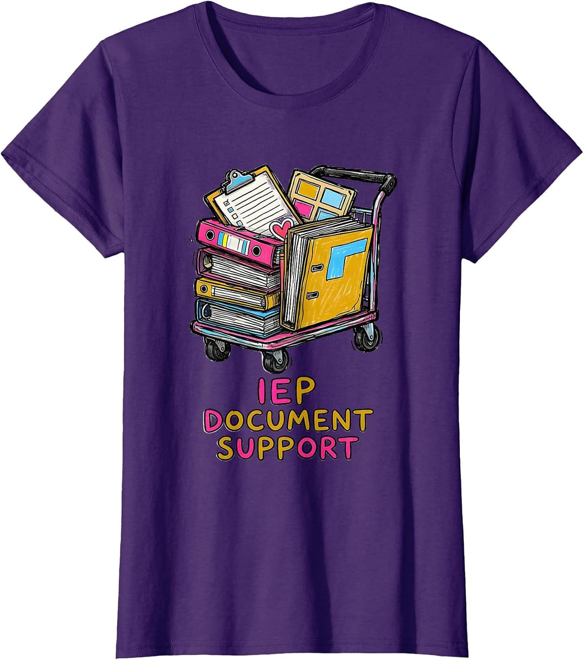Women's IEP Document Support Naive Kidcore Special Education Teacher T-Shirt - Purple