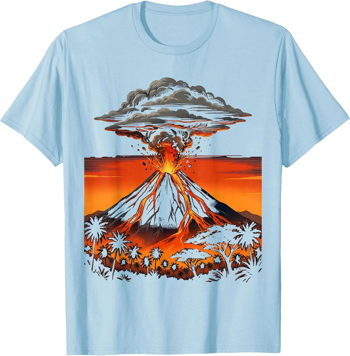 Men's El Salvador Izalco Volcano Erupting Night Graphic T-Shirt - Baby Blue