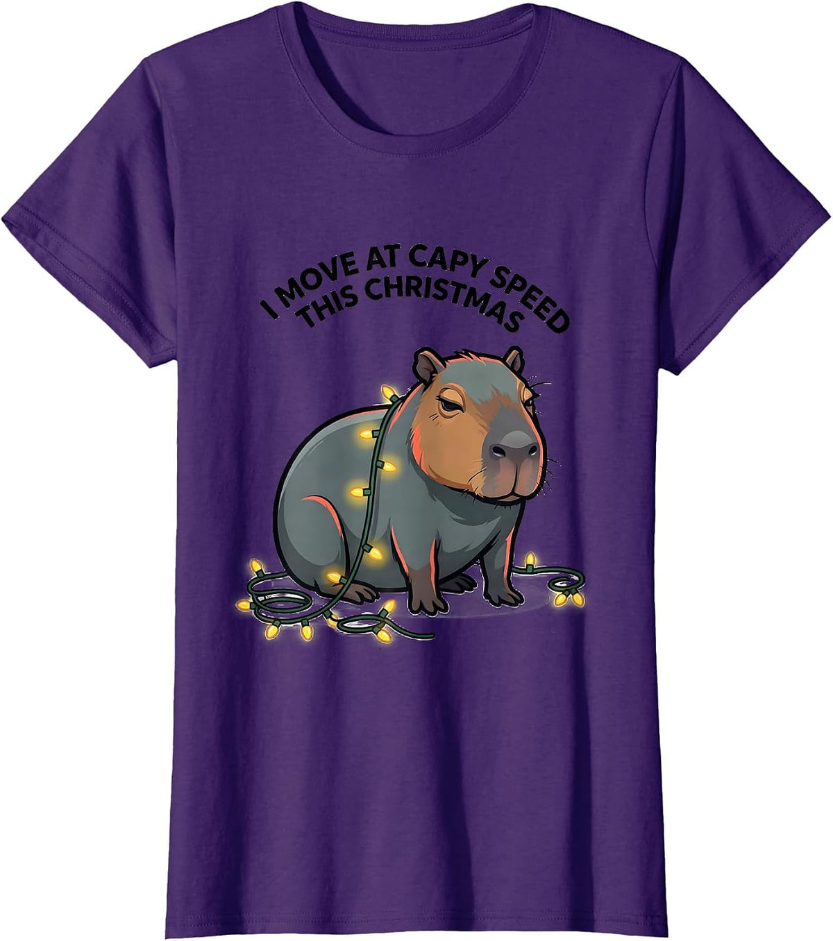 Women's I Move At Capy Speed This Christmas Funny Capybara Fan T-Shirt - Purple