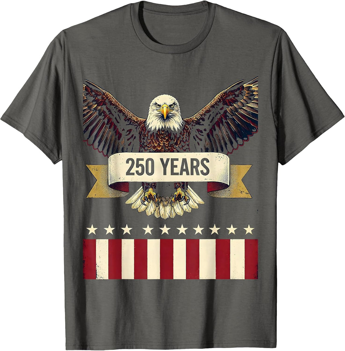 Men's 250 YEARS Patriotic Eagle Flag 250th Anniversary USA T-Shirt - Asphalt Grey
