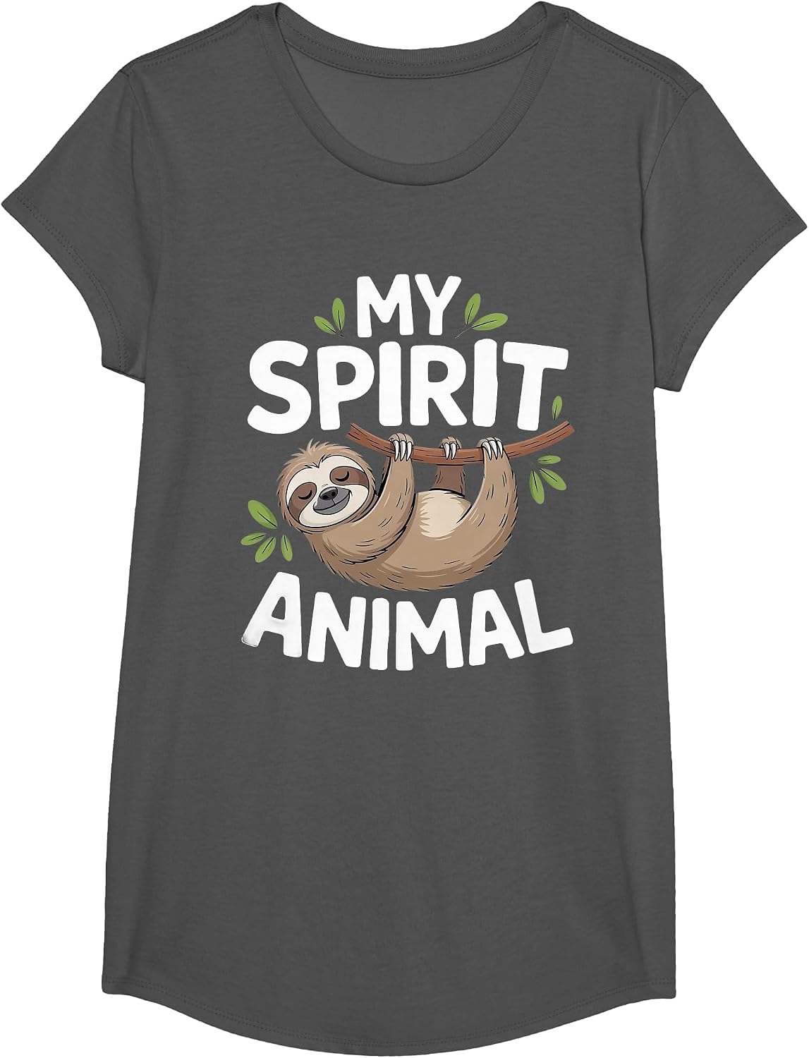 My Spirit Animal Sloth Funny T-Shirt - Girls Asphalt Grey