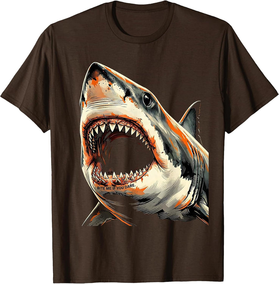 Im a Shark Bite Me If You Dare Bold Design T-Shirt - Brown