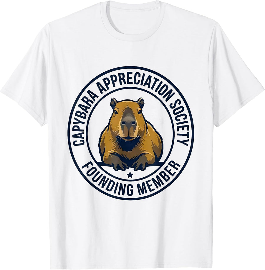 Men's Capybara Appreciation Society, Founding Member Funny T-Shirt - White