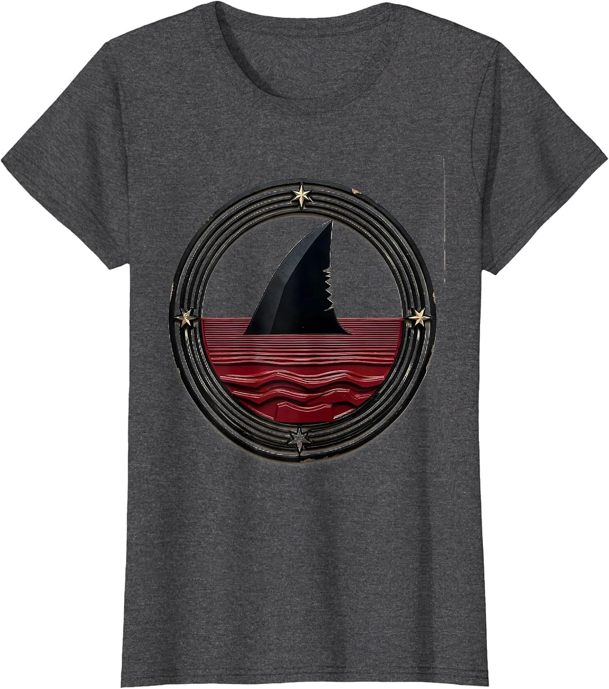 Women's Shark Fin Ocean Surface Graphic T-Shirt - Dark Heather Grey