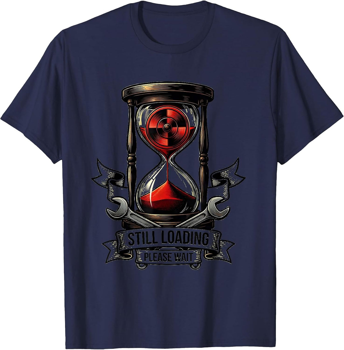 Still Loading Please Wait Funny Tech Humor Design T-Shirt - Navy Blue