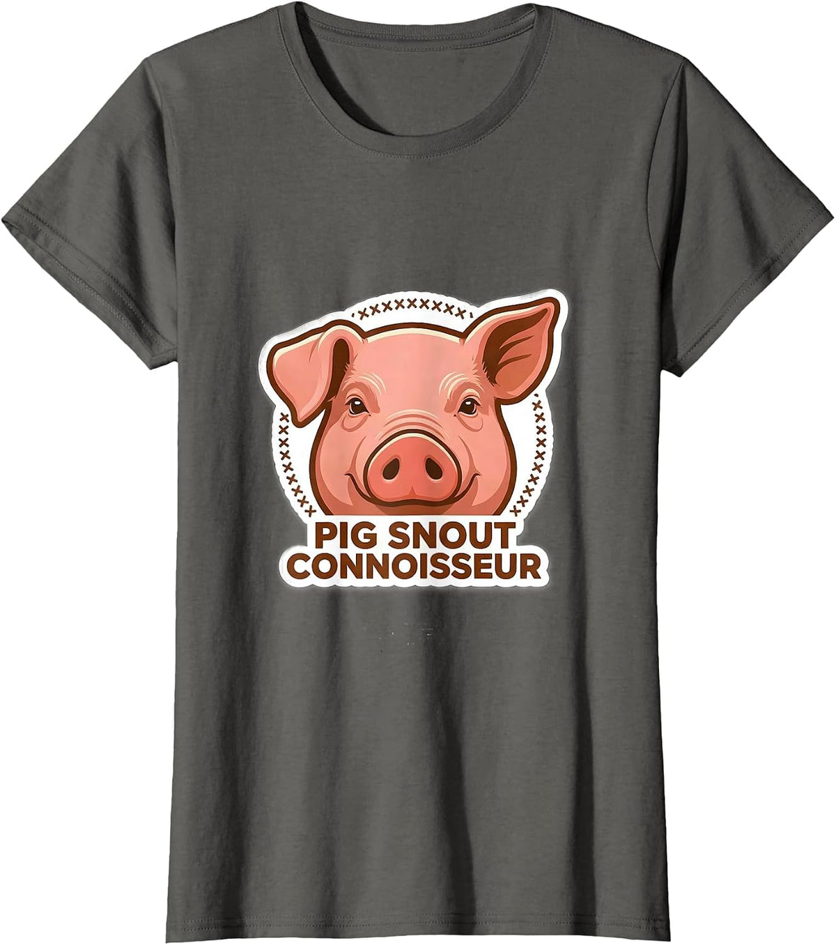 Women's Pig Snout Connoisseur Funny Pig Lover Guinea Pig Humor T-Shirt - Asphalt Grey