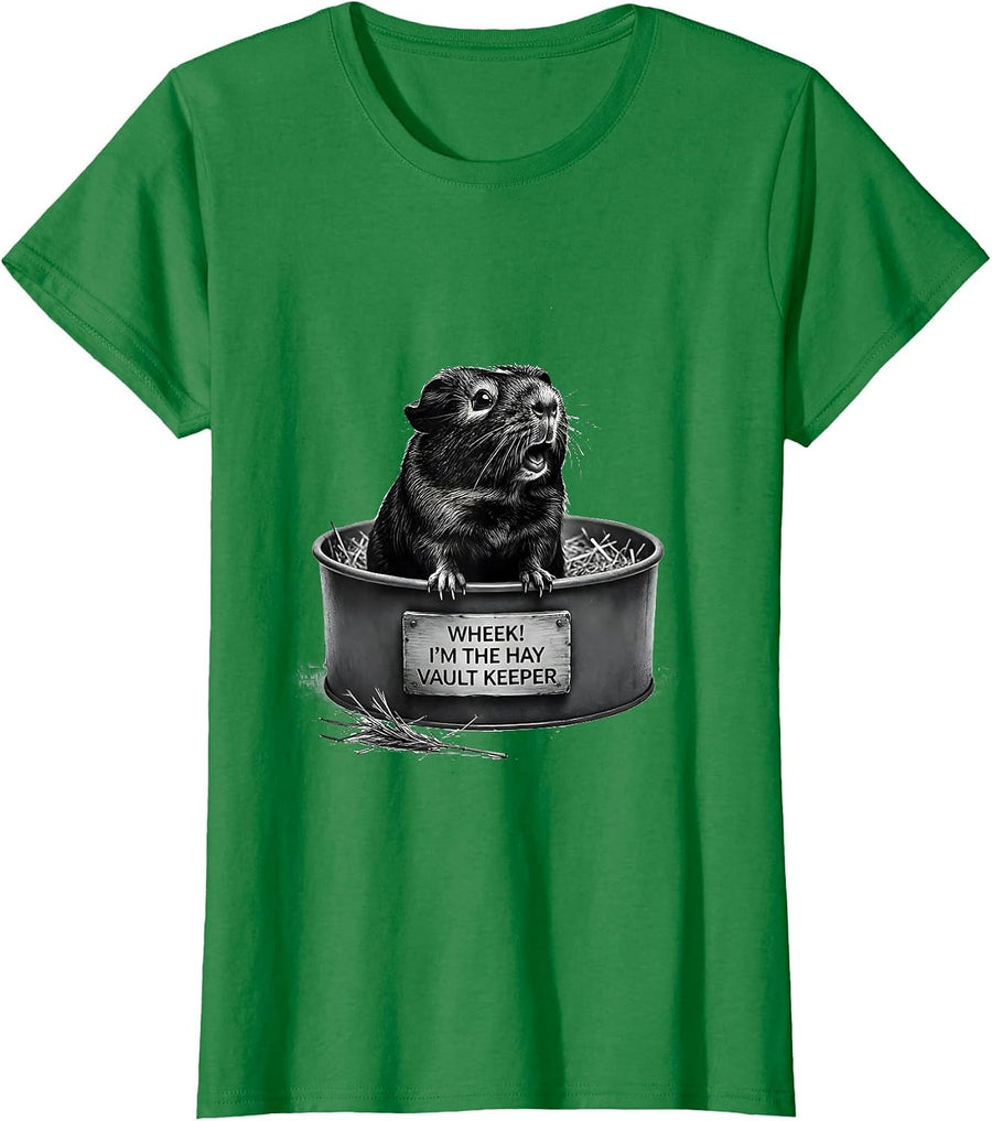 Women's Wheek! I'm The Hay Vault Keeper Cute Guinea Pig Humor T-Shirt - Kelly Green